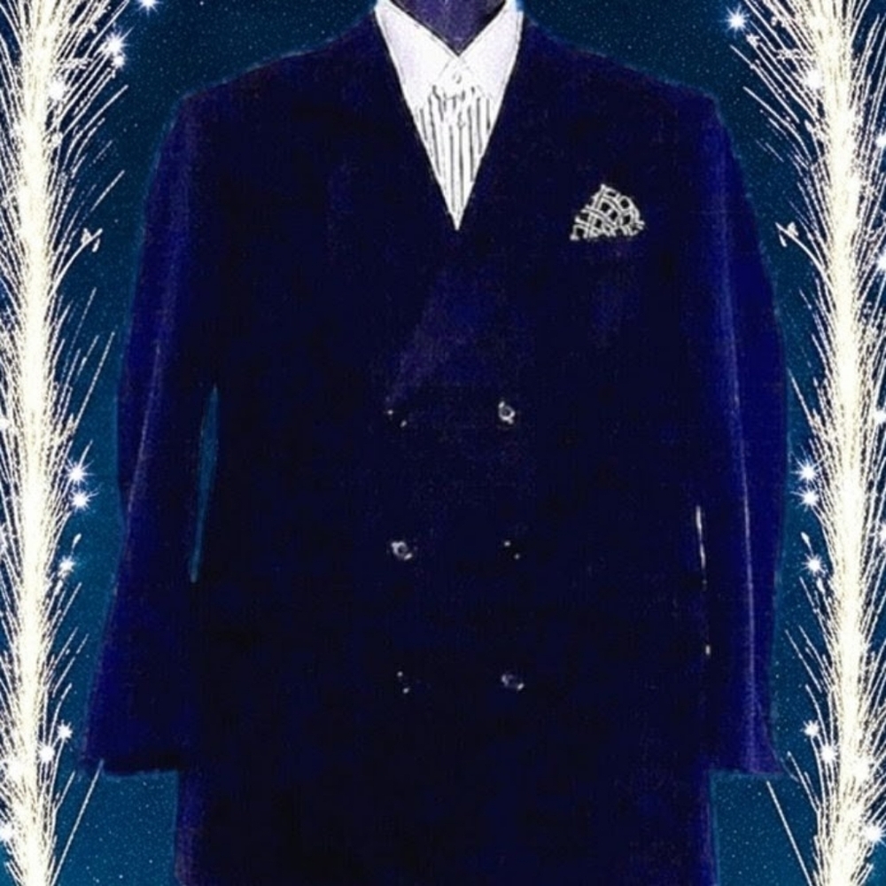 ADOLFO Black, Double-Breasted, Peak Lapel Blazer, 46L - Picture 4 of 9